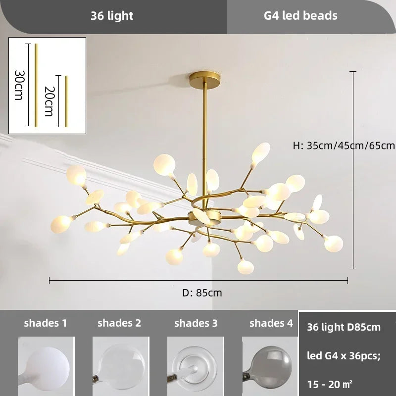 Nordic Led Ceiling Chandelier Lighting Modern Branch Pendant Lights Living Room Gold Black Art Home Decor Indoor Lamps Luminaire
