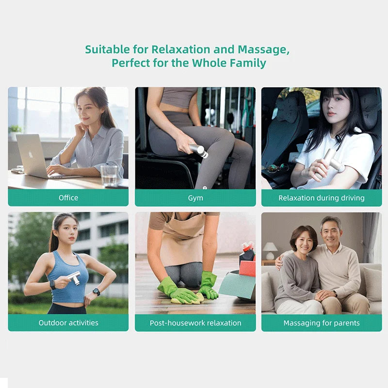 KiCA Mini 3 Lightweight Massage Gun with Stepless Speed Control & 4 Massage Heads
