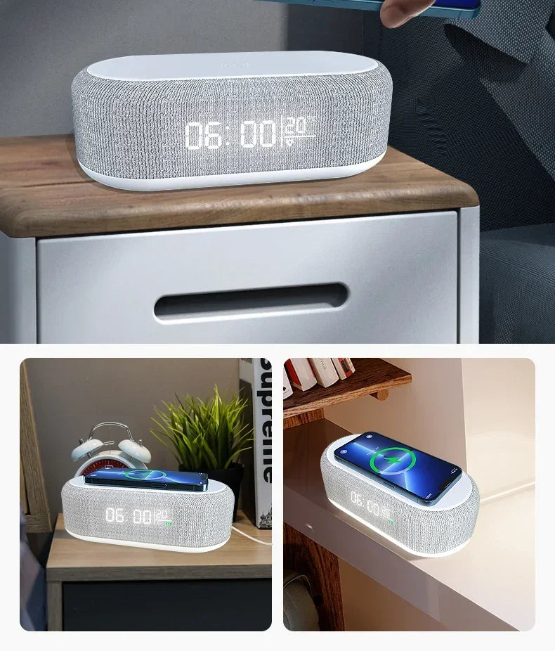 Wireless Fast Charging Dock for Phones Including Alarm, Night Light, Clock and Thermometer (For iPhone 17 16 15 14 13)