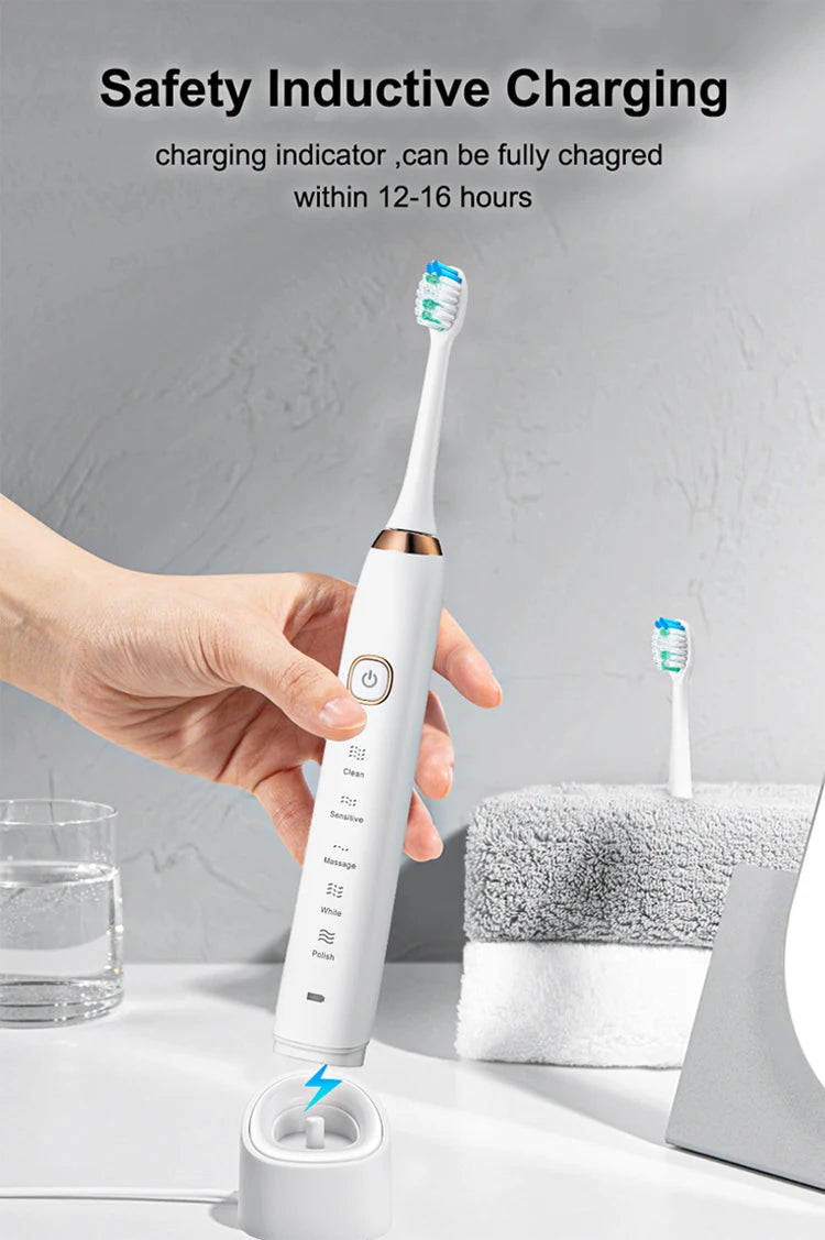 Fairywill FW-507 Rechargeable Sonic Toothbrush for Adults, USB Charging, Waterproof