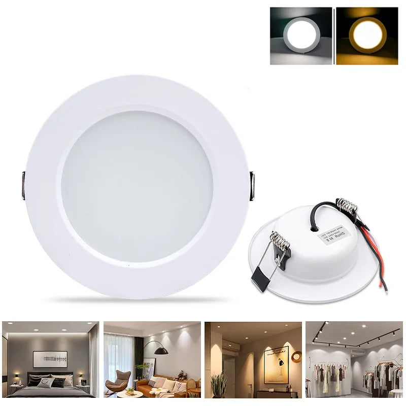 10pcs/lot LED Downlight 5W 9W 12W 15W 18W Recessed Round Led Ceiling Lamp AC110V 220V DC12V 24V Indoor Lighting Warm/Cold White