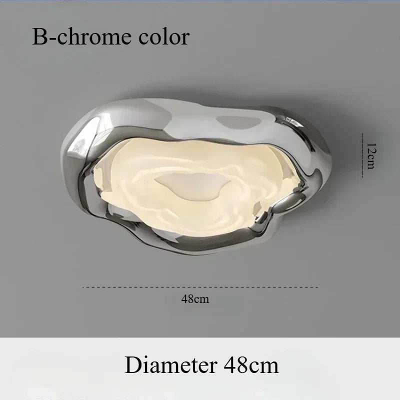 Modern Minimalist LED Home Ceiling Light Iron Silver Inkstone Plated Art Creative Lamps for Living Room Decoration Chandelier