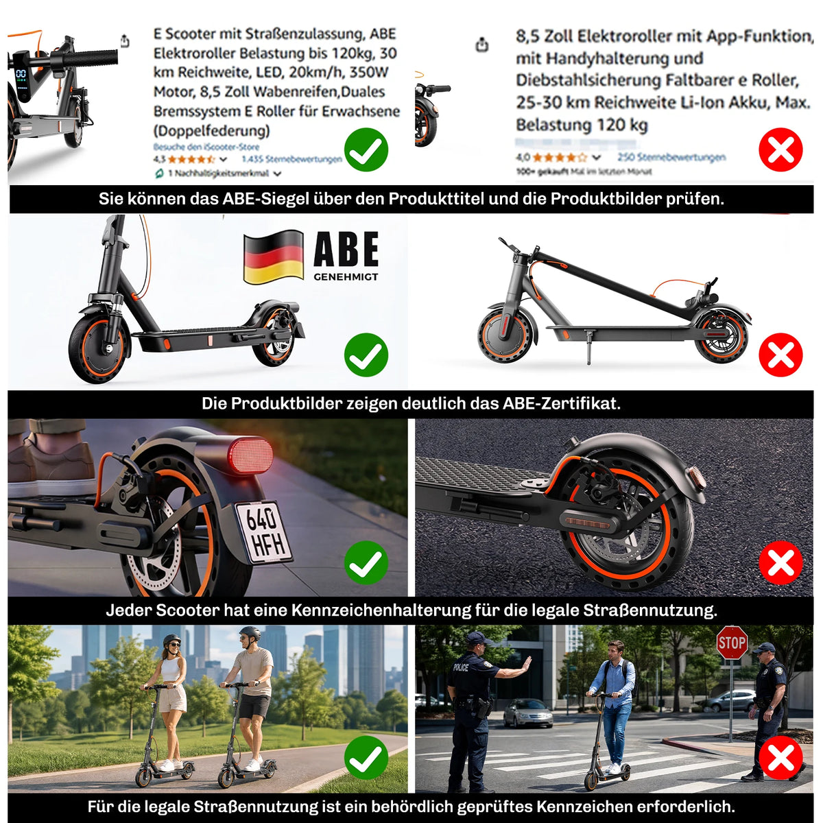 Electric Scooter with road approval TODIMART T6 ABE (30 km, 8.5 inch tires, Dual shock absorbers)