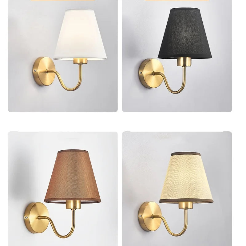 LED E27 Modern Wall Lamp Nordic Retro Fabric Home Interior Lighting Hotel Bedroom Living Room Bedside Lamp