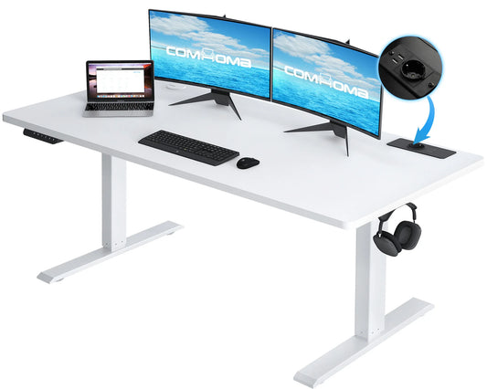 COMHOMA Electric Sit-Stand Desk with USB Port & Hook
