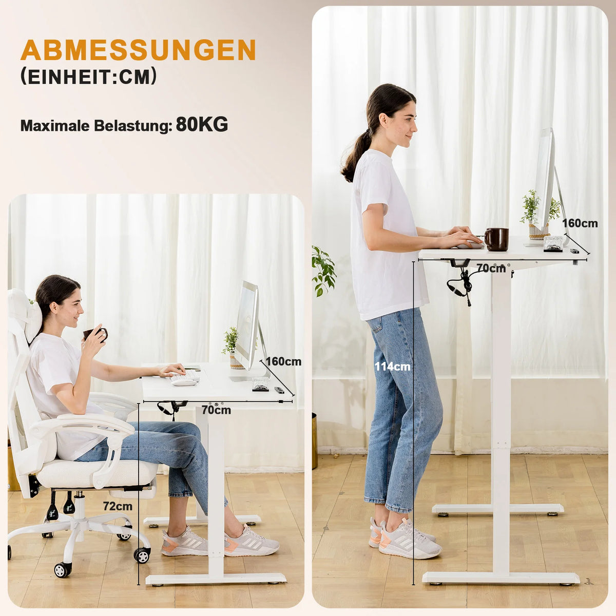 COMHOMA Electric Sit-Stand Desk with USB Port & Hook
