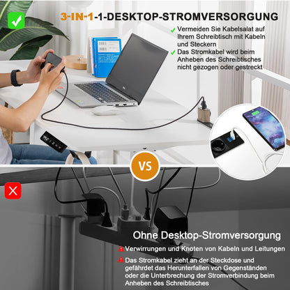 COMHOMA Electric Sit-Stand Desk with USB Port & Hook