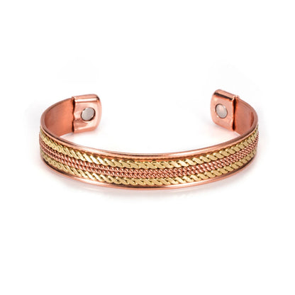 Women’s Twisted Pure Copper Magnetic Cuff Bracelet, Adjustable, 11mm Wide