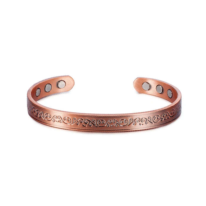 Women’s Pure Copper Magnetic Cuff Bracelet, Adjustable, 8.3mm Wide