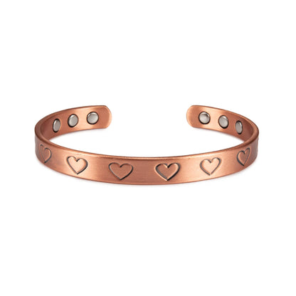 Women’s Pure Copper Magnetic Cuff Bracelet, Adjustable, 8.3mm Wide