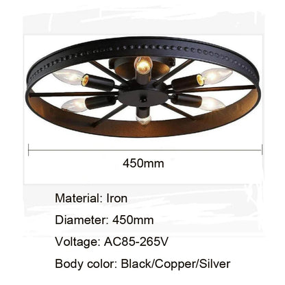 Round Ceiling Lamp Industrial Light Design Kitchen Living Room Bedroom Lighting Fixture Amercian E14 Vintage Iron Ceiling Light