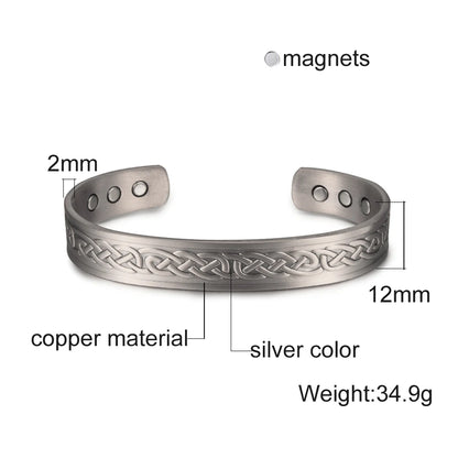 Vinterly Pure Copper Bracelets Men Magnetic Arthritis Relief Adjustable Magnets Cuff Banglse Health Energy Jewelry Women Men