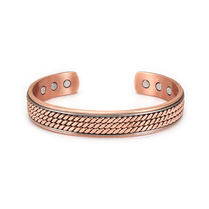 Vinterly Men’s Twisted Pure Copper Magnetic Cuff Bracelet, Adjustable, 12mm Wide