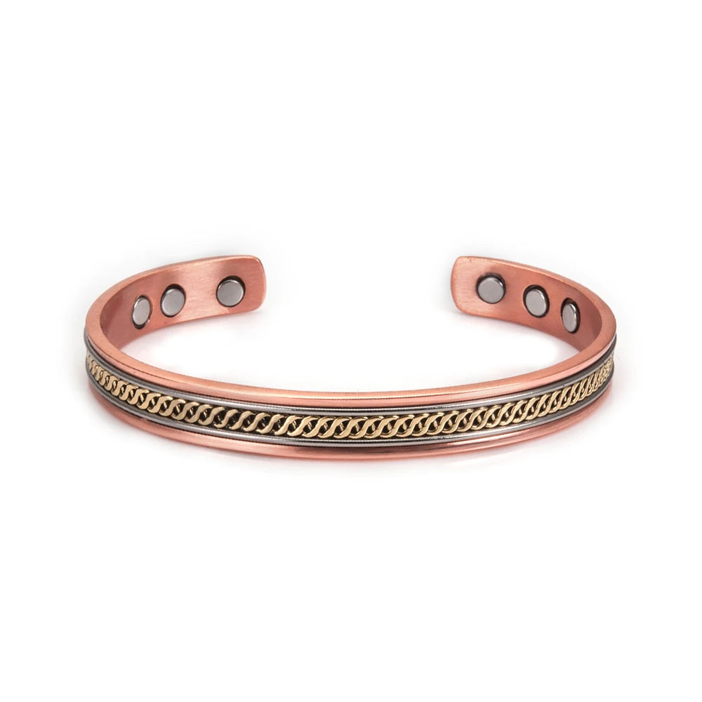 Women’s Pure Copper Magnetic Cuff Bracelet, Adjustable, 8.3mm Wide