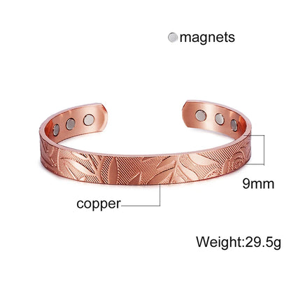 Vinterly Pure Copper Bracelets Men Magnetic Arthritis Relief Adjustable Magnets Cuff Banglse Health Energy Jewelry Women Men