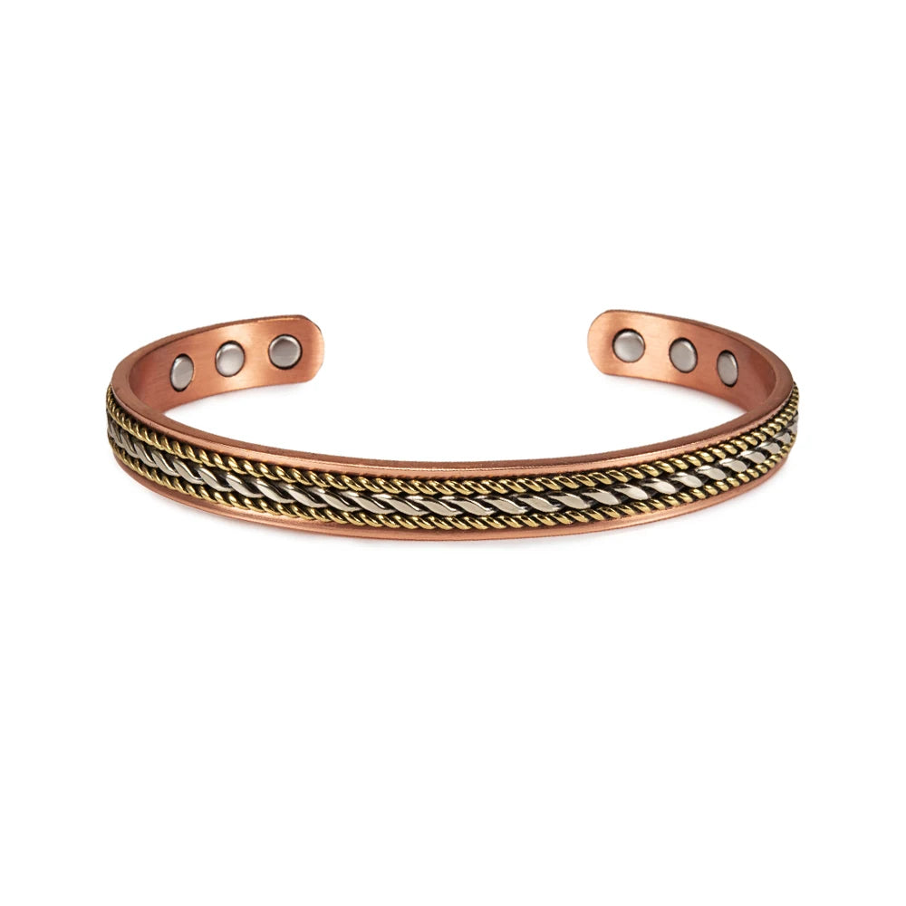 Women’s Pure Copper Magnetic Cuff Bracelet, Adjustable, 8.3mm Wide