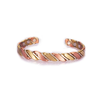 Vinterly Women’s Twisted Copper Magnetic Cuff Bracelet, Adjustable, Rose Gold Tone