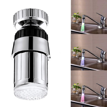 LED Water Faucet Light Colorful Changing Glow Shower Head Kitchen Tap Faucet Light Temperature Sensor for Kitchen Bathroom Crane