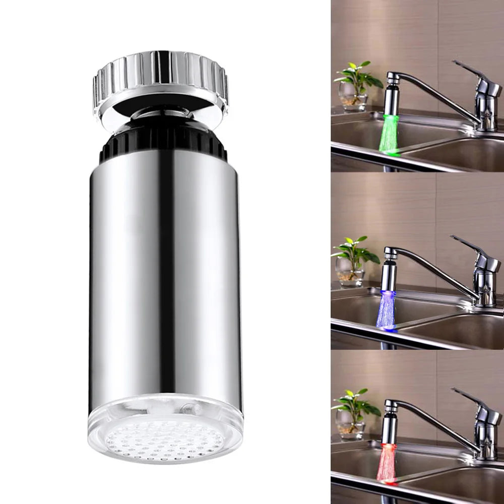 LED Water Faucet Light Colorful Changing Glow Shower Head Kitchen Tap Faucet Light Temperature Sensor for Kitchen Bathroom Crane