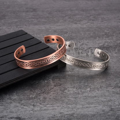 Vinterly Vintage Pure Copper Magnetic Cuff Bracelet, Adjustable for Men & Women