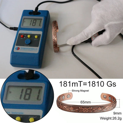 Women’s Adjustable Magnetic Copper Bracelet with Vintage Floral Design, 9mm