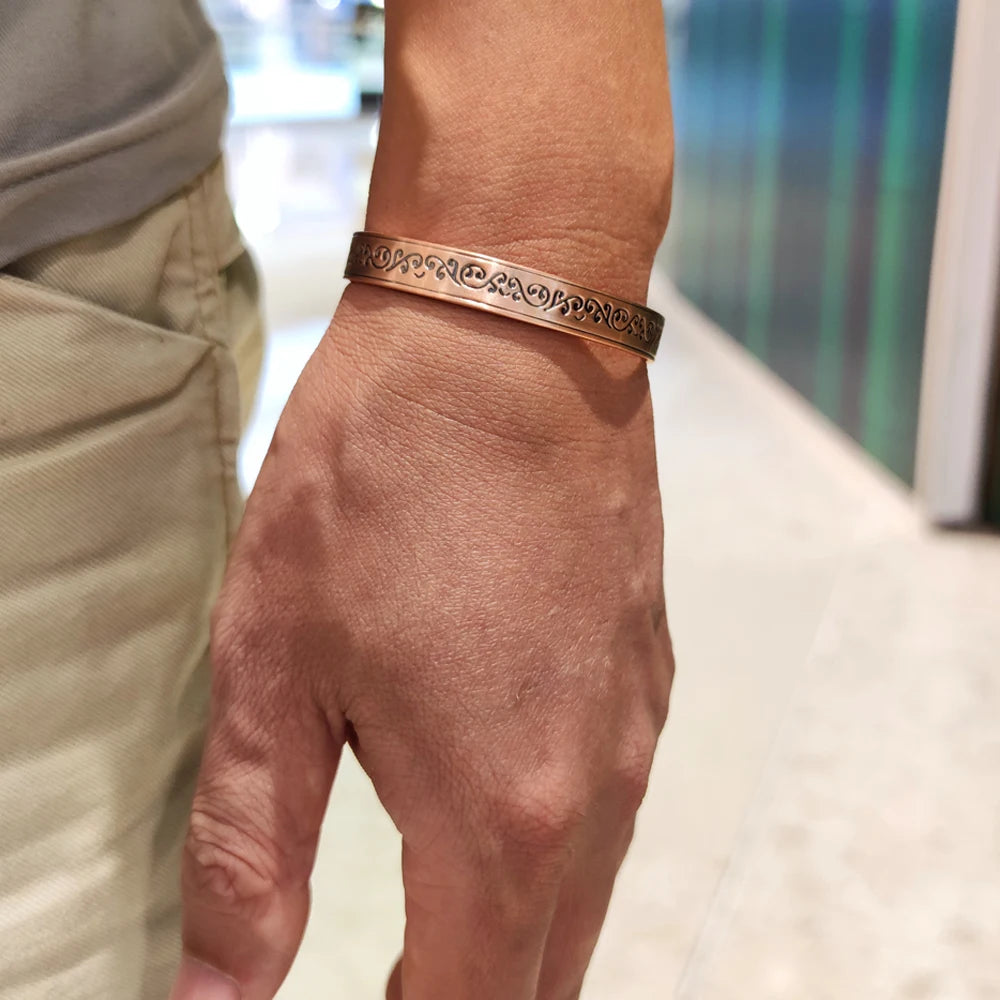 Women’s Pure Copper Magnetic Cuff Bracelet, Adjustable, 8.3mm Wide