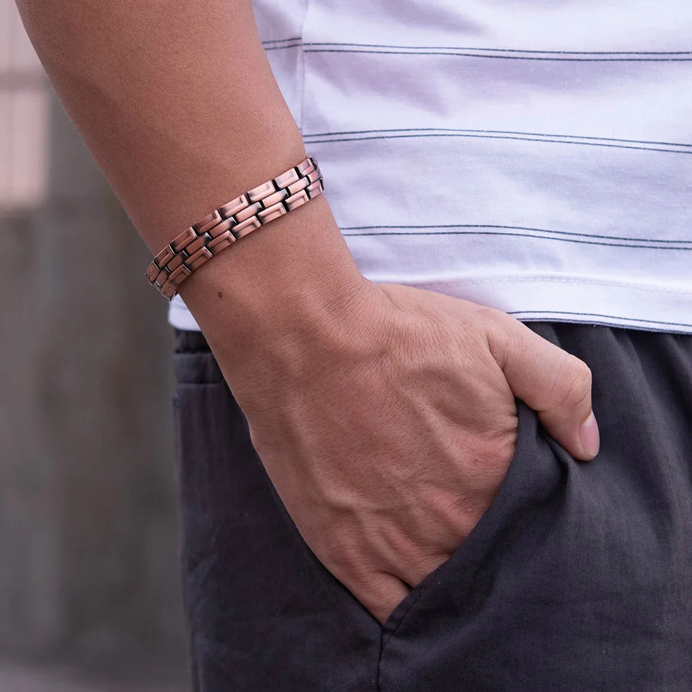 Vinterly Pure Copper Magnetic Chain-Link Bracelet for Men & Women