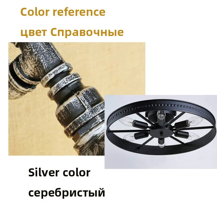 Round Ceiling Lamp Industrial Light Design Kitchen Living Room Bedroom Lighting Fixture Amercian E14 Vintage Iron Ceiling Light