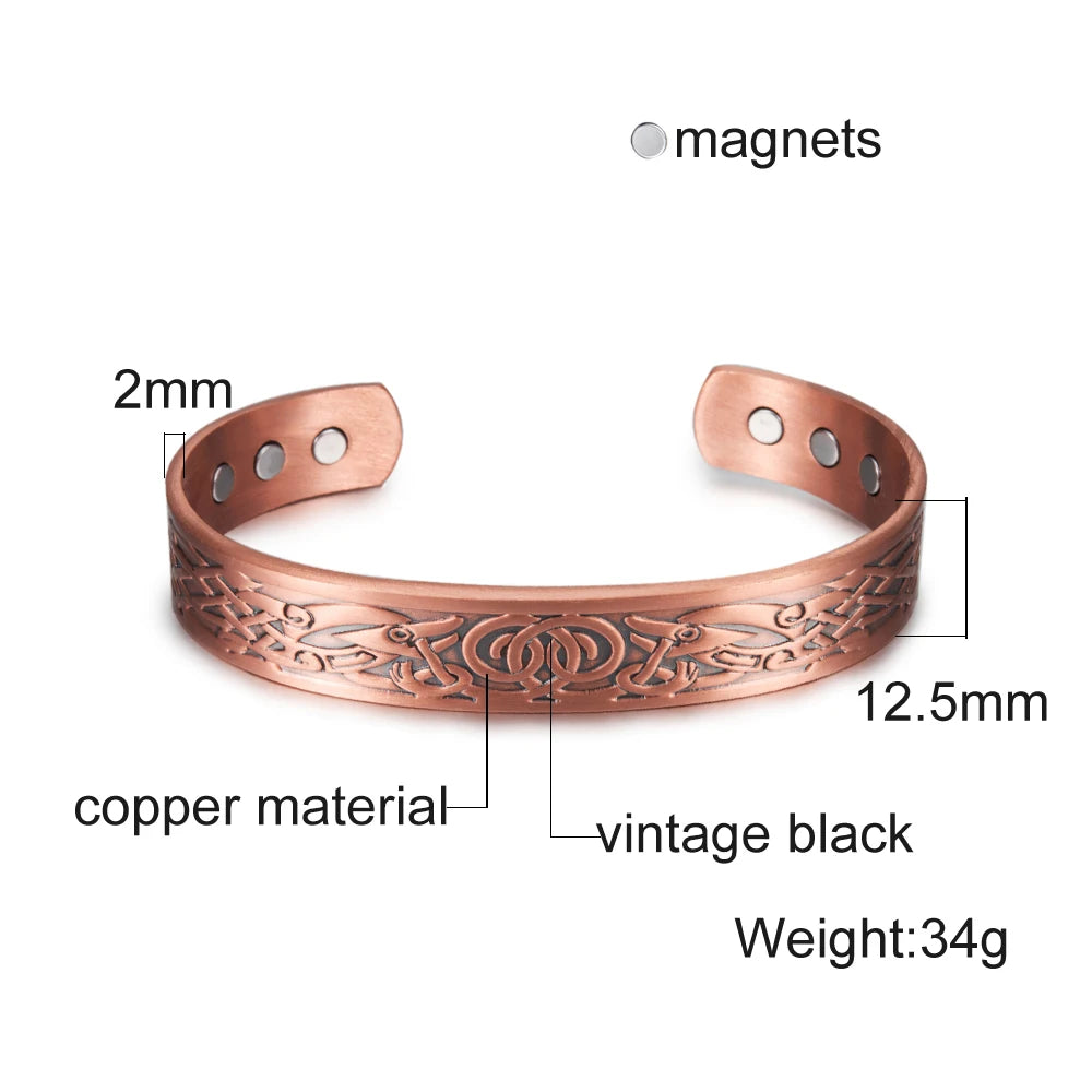 Vinterly Pure Copper Bracelets Men Magnetic Arthritis Relief Adjustable Magnets Cuff Banglse Health Energy Jewelry Women Men