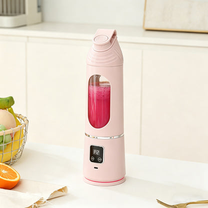 Stainless Steel Portable Juicer Cup with Digital Display, Rechargeable