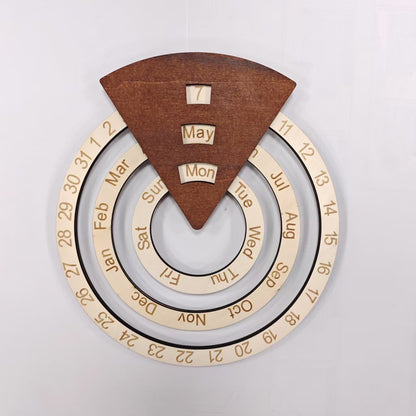 Amazon's New 2025 Wooden Wall Calendar Round Rotating Calendar Wall Decoration Perpetual Calendar Cross-Border Calendar
