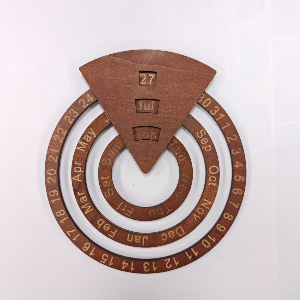 Amazon's New 2025 Wooden Wall Calendar Round Rotating Calendar Wall Decoration Perpetual Calendar Cross-Border Calendar