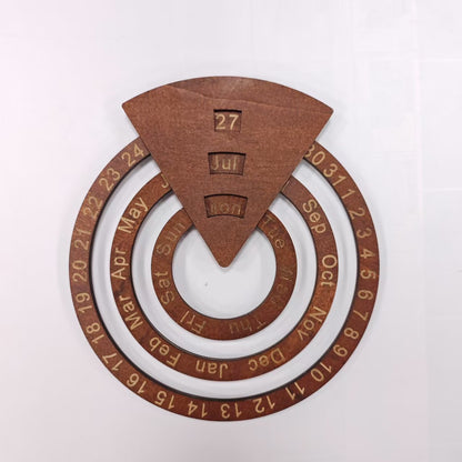 Amazon's New 2025 Wooden Wall Calendar Round Rotating Calendar Wall Decoration Perpetual Calendar Cross-Border Calendar