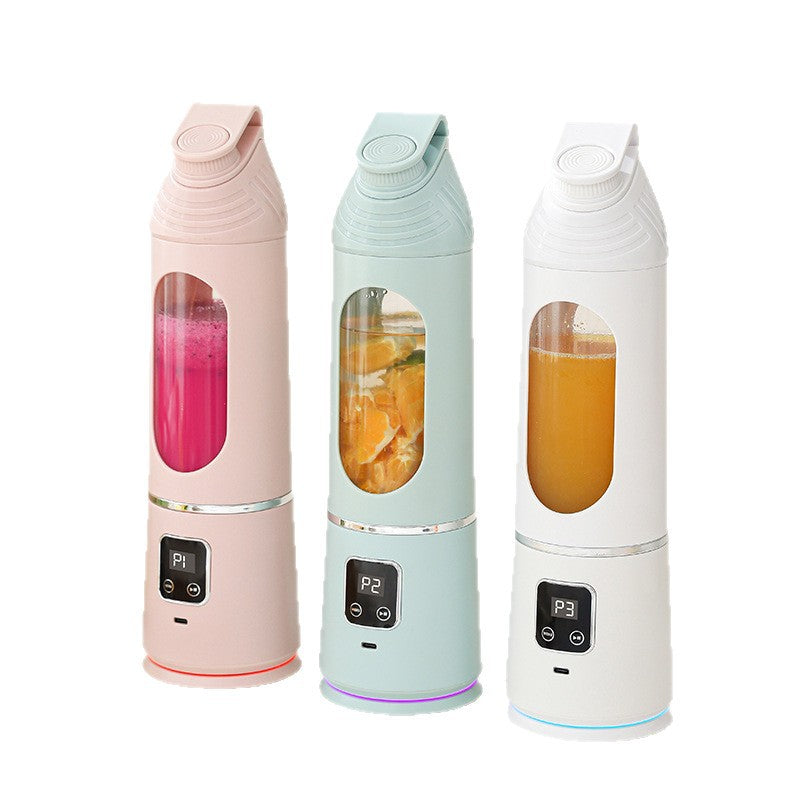 Stainless Steel Portable Juicer Cup with Digital Display, Rechargeable