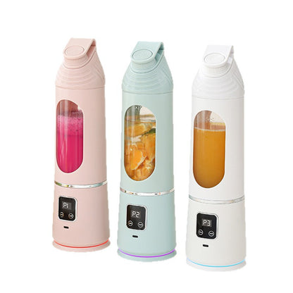 Stainless Steel Portable Juicer Cup with Digital Display, Rechargeable
