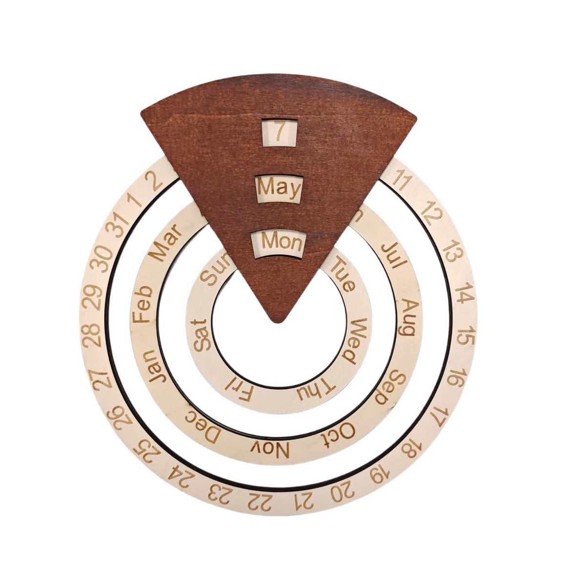 Amazon's New 2025 Wooden Wall Calendar Round Rotating Calendar Wall Decoration Perpetual Calendar Cross-Border Calendar