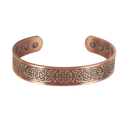 Vinterly Pure Copper Magnetic Cuff Bracelet with Viking Yggdrasil Design, Adjustable, 15mm Wide