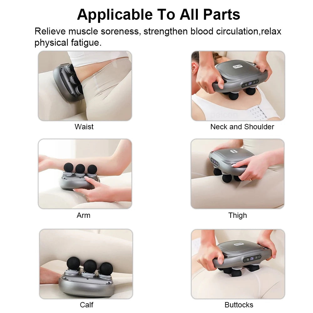 High-Frequency Muscle Massage Gun with 16 Heads for Back, Waist & Shoulders