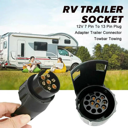 7 Pin To 13 Pin Trailer Caravan Towbar Towing Electric Socket Adapter Plug Converter 12V Electrical Connector Adapter Car Truck