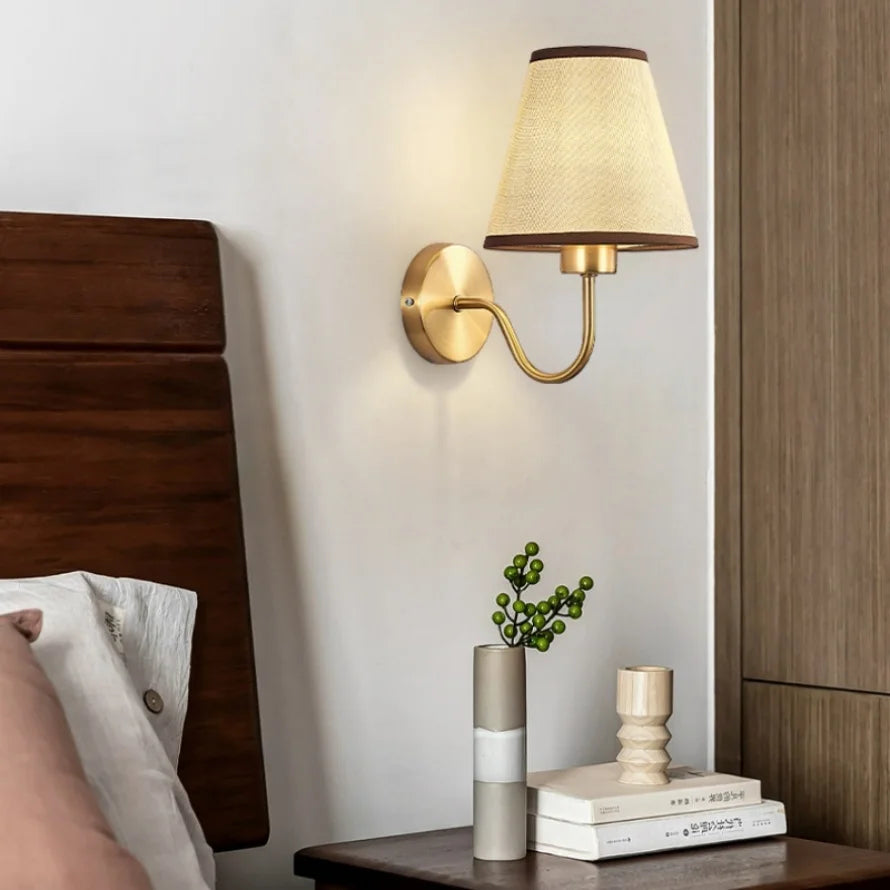 LED E27 Modern Wall Lamp Nordic Retro Fabric Home Interior Lighting Hotel Bedroom Living Room Bedside Lamp