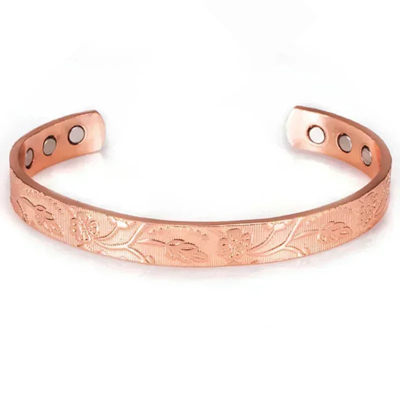 Pure Copper Magnetic Cuff Bracelet, Adjustable for Men & Women