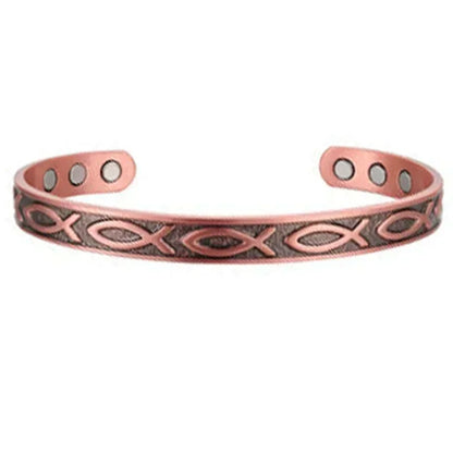 Pure Copper Magnetic Cuff Bracelet, Adjustable for Men & Women