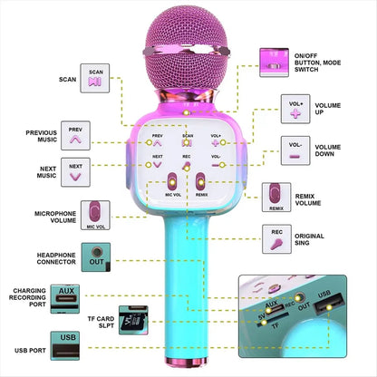 (A26M) WirelessBluetooth Karaoke Microphone Portable Singing Machine Handheld Projector Microphone for Home KTV Party KidGift,A