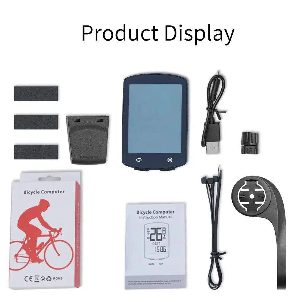 Wireless Bike Computer with Large Screen USB Rechargeable Bicycle Speedometer Cycling Odometer for Enhanced Cycling Experience