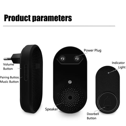 Wireless Doorbell Smart Welcome Door Bell 32 Songs Receiver Chime Guests Ding Dong Home Security Alarm Reminder US EU Plug