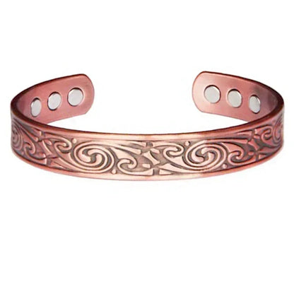 Pure Copper Magnetic Cuff Bracelet, Adjustable for Men & Women