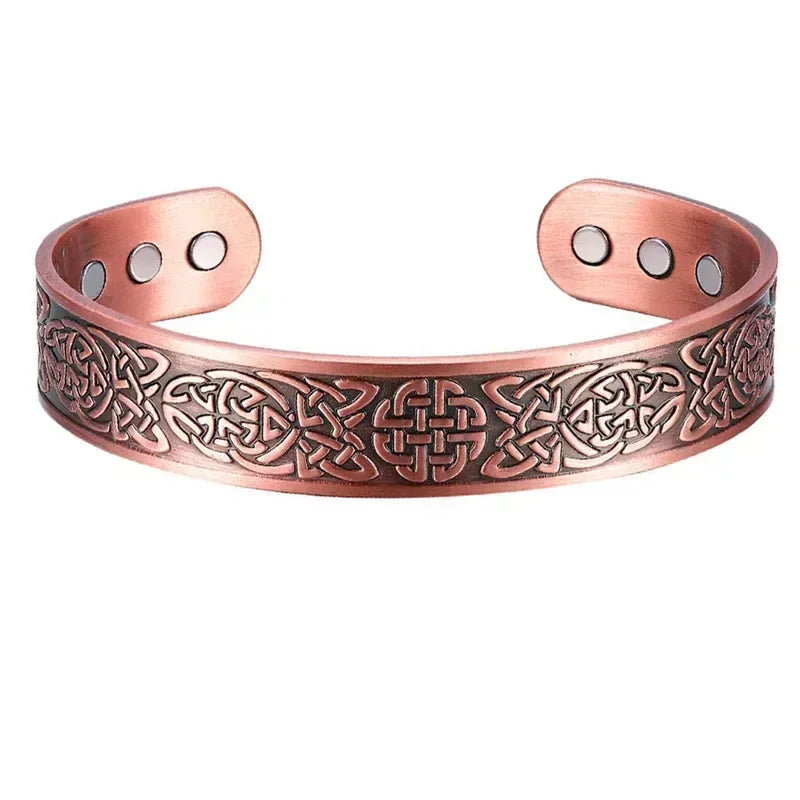 Pure Copper Magnetic Cuff Bracelet, Adjustable for Men & Women