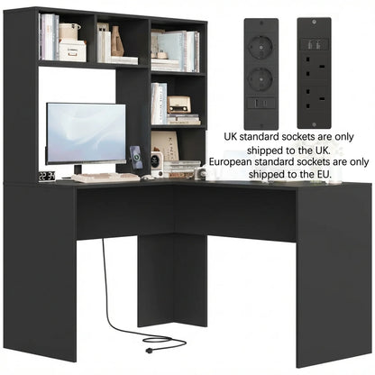 Getone Desk Corner Desk White L Shaped Computer Table Office table for Study Home Office 124.7X107.8X152.5 cm