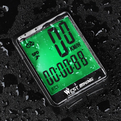 WEST BIKING Bike Wireless Computer MTB Road Bike Odometer Waterproof With Backlight Cycling Speedometer LED Rate Stopwatch