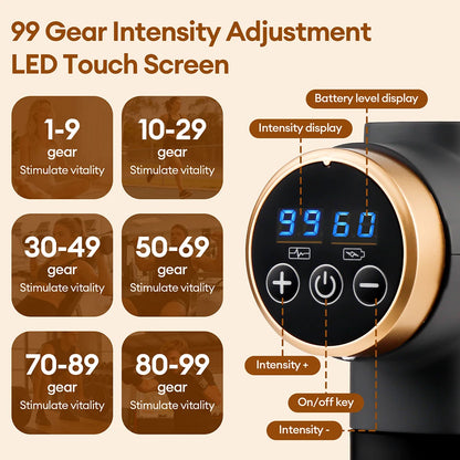 11-in-1 Electric Massage Gun – 99-Level Adjustable Fascia Massager for Deep Muscle Massage, Arms, Legs & Full Body